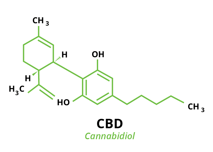 Molecular chemical structure of cannabinoid CBD Cannabidiol